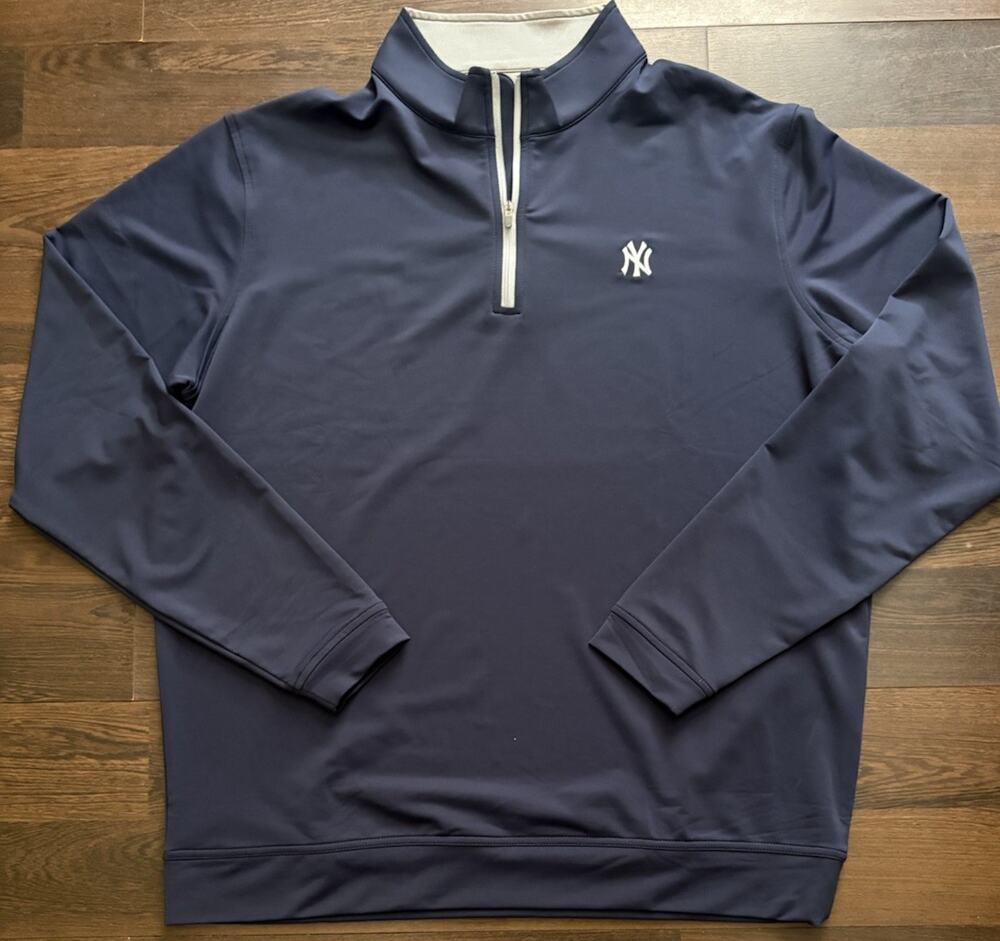Peter Millar NY Yankees Perth Performance Quarter Zip NavyXL